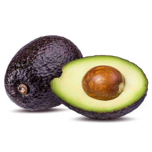 "Alfahaam's Avocado Hass - Creamy Superfood in Dubai. A Hass avocado sliced in half, revealing its creamy texture and rich, green flesh. Elevate your meals with the finest quality avocados."